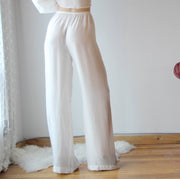 sheer silk pants with palazzo legs and high waist - BROOK silk chiffon bridal lingerie and sleepwear range - made to order