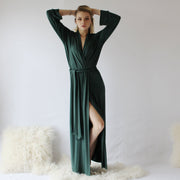 Bamboo Robe, Womens Long Robe, Bamboo Sleepwear, Boudoir Lingerie, Full Length Robe, Ready to Ship, Various Sizes, Forest Green