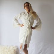 Organic Cotton Robe, Women Short Robe, Off White Robe, Cotton Robe, Bridal Robe, Bridesmaid Robe, Made to Order