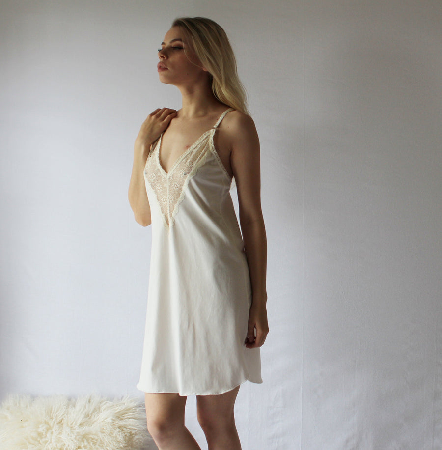 Organic Cotton Nightgown, Women Lingerie, Bridal Lingerie, Slip Dress, White Lingerie, Wedding Lingerie, Ready to Ship, Various Sizes, White