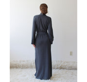 Womens Long Robe with pockets in Tencel and Organic Cotton Stretch French Terry, Ready to Ship, Various Sizes, Charcoal