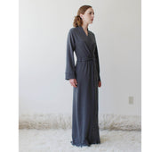 Womens Long Robe with pockets in Tencel and Organic Cotton Stretch French Terry