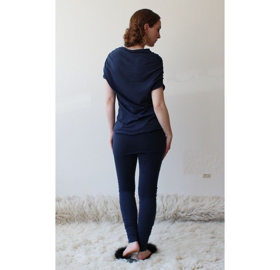 Skirted Leggings with long cuff in Tencel and Organic Cotton Stretch French Terry, Ready to Ship, Various Sizes, Charcoal Grey, Navy