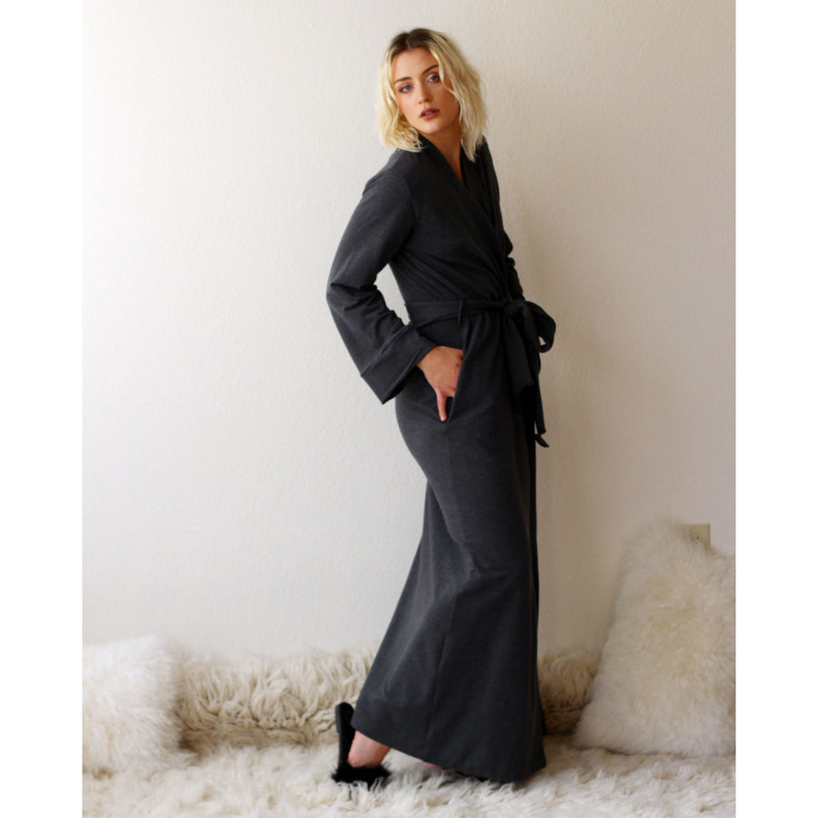 Long Robe with pockets in Tencel and Organic Cotton Stretch French