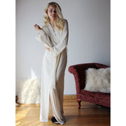 womens long silk and cashmere stretch knit robe - made to order