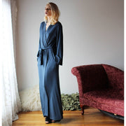long bamboo robe with side pockets - NOUVEAU bamboo sleepwear range - Ready to Ship, Various Sizes, Midnight Blue