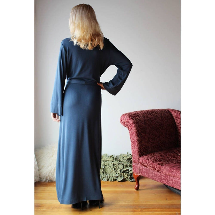 long bamboo robe with side pockets - NOUVEAU bamboo sleepwear range - made to order