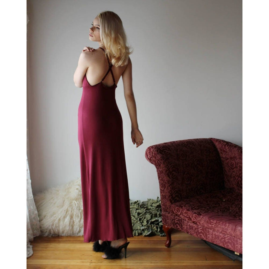 Bridal Nightgown with Plunging Lace Neckline – Sandmaiden Sleepwear