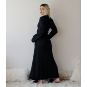 Long Merino Wool Robe with Pockets