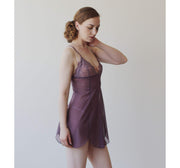 Sheer mesh nightgown with lace cups and scalloped hemline, Ready to Ship, Various Sizes, Lavender Purple