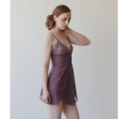 Sheer mesh nightgown slip with lace cups and scalloped hemline