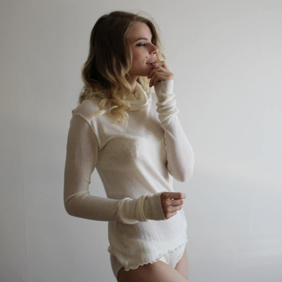 Silk Cashmere Sweater, Sheer Turtleneck, Womens Jumper, Ivory Sweater, Silk Knit, Cashmere Sweater, Made to Order