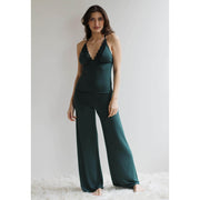 Pajama Set including Bamboo Wide Leg Foldover Pants and a lace trimmed Camisole