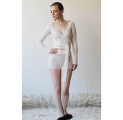 silk and cashmere shrug or wrap cardigan, Bridal Shrug, Ivory Wrap, Silk Sweater, Ready To Ship, Various Sizes, Ivory and Pink