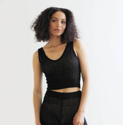 silk cashmere cropped tank top in lacy pointelle, Knitwear Camisole, Sheer Lingerie, Ready to Ship, Various Sizes
