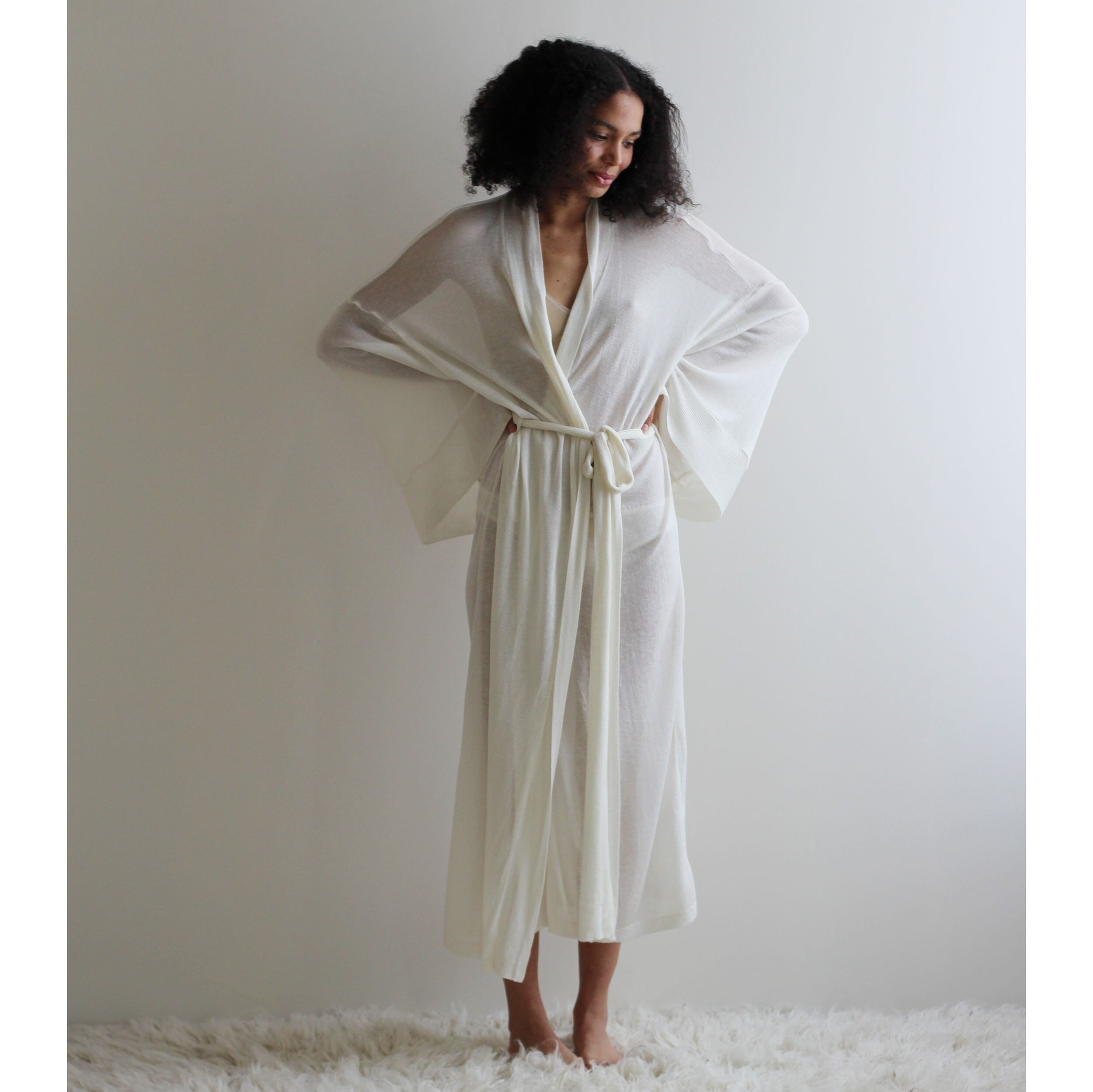 Sheer 2025 silk robe