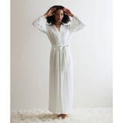 Full Length Robe with lace trimmed sleeves, Ivory Robe, Bridal Robe, Bamboo Robe - Cathedral womens bamboo sleepwear range - Ready to Ship