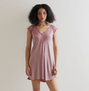 Sleepwear Tunic Pajama Nightgown with Lace Trim in Bamboo Jersey, Made to Order, Made in the USA