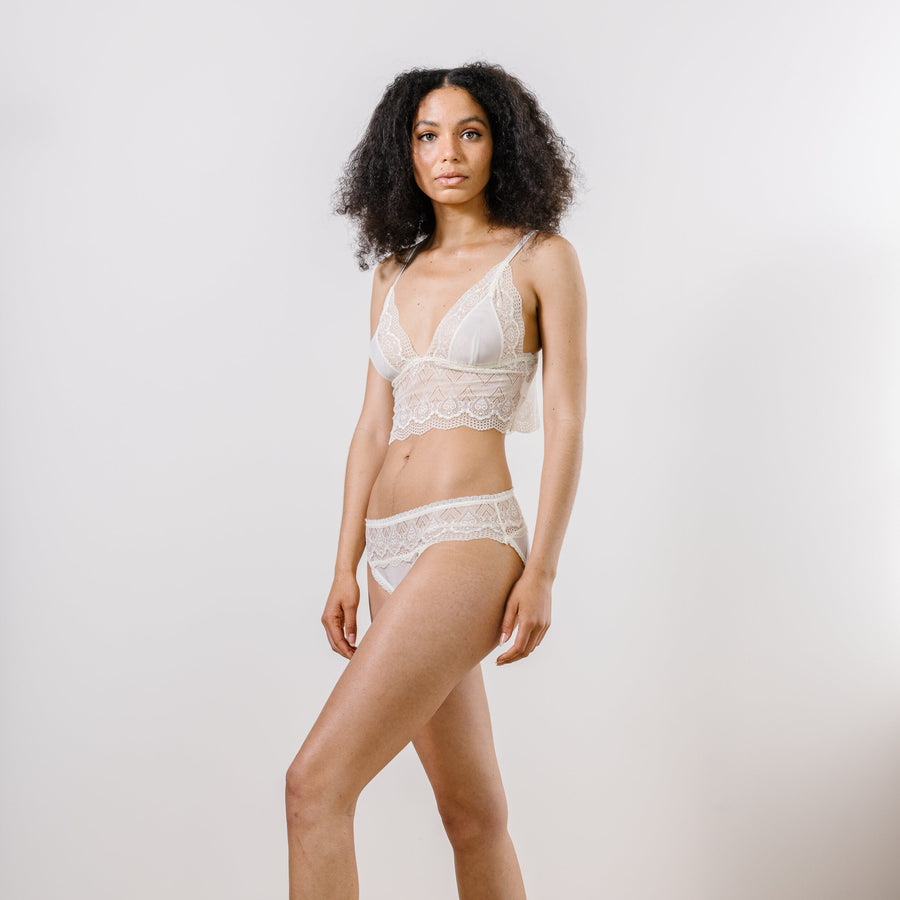 Sheer Lingerie Set includes lace bralette with sheer mesh triangle cup –  Sandmaiden Sleepwear