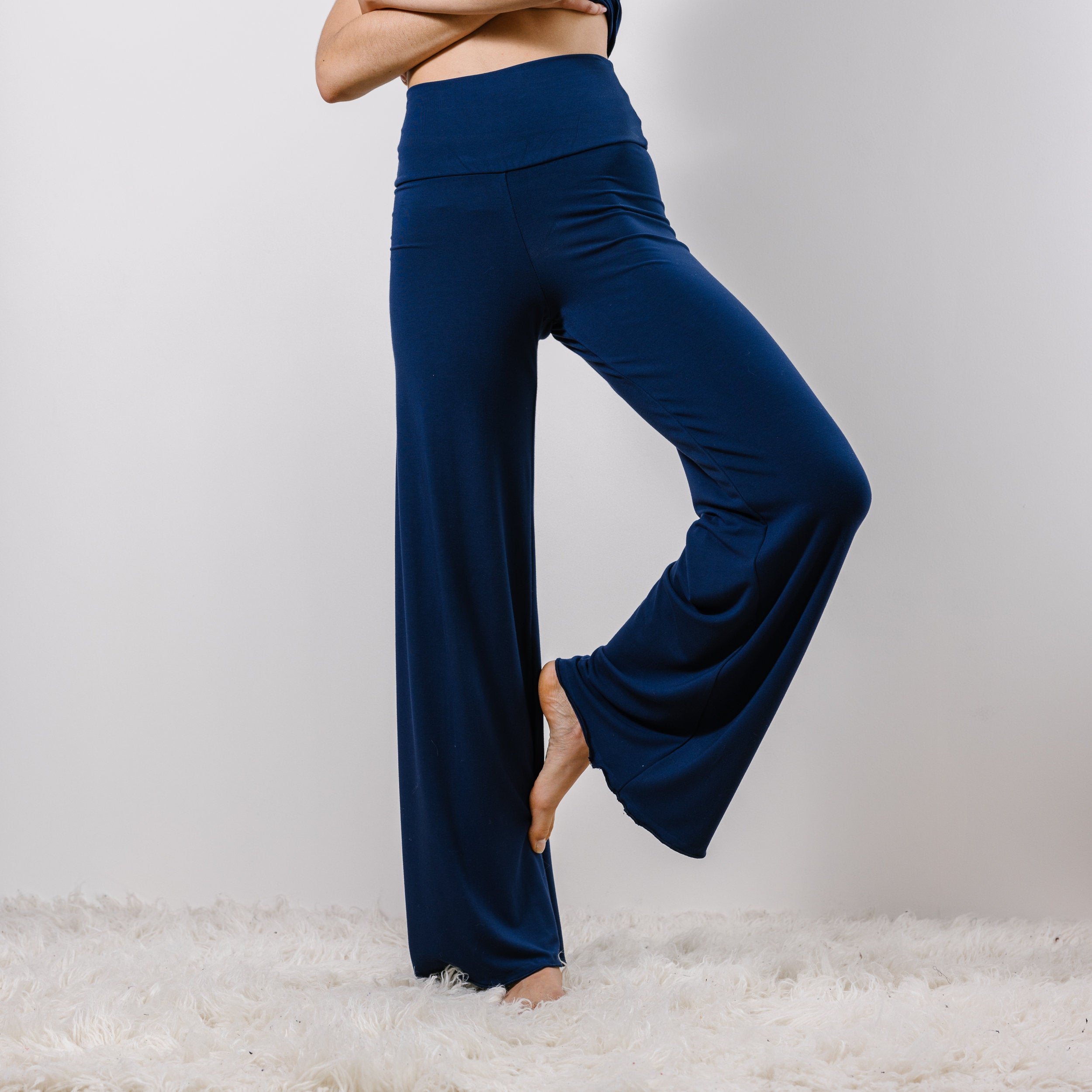 Wide Leg Lounge Pants for Women Lightweight High Waisted Adjustable Tie  Knot Loose Trousers with Pockets - Walmart.com