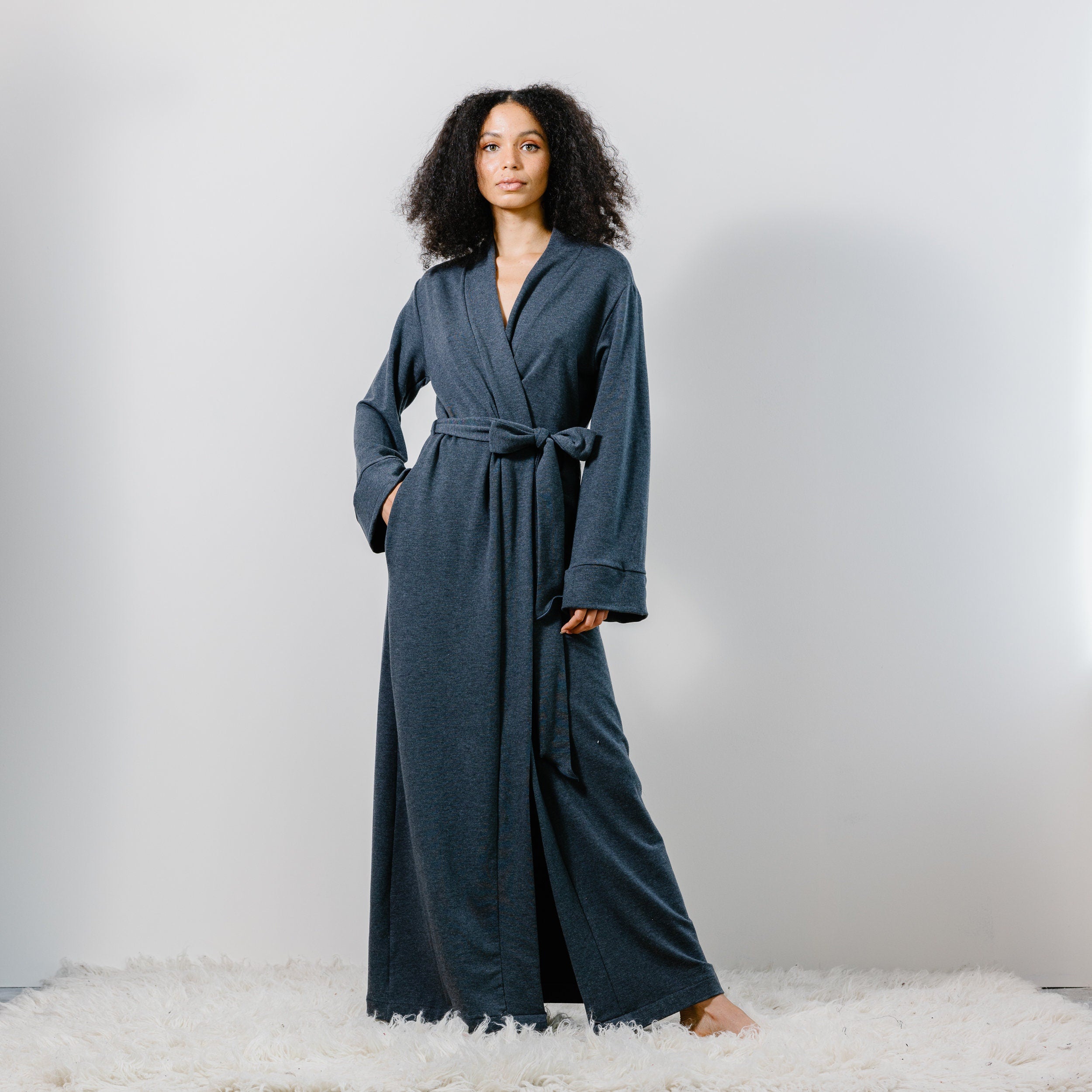 Long Robe with pockets in Tencel and Organic Cotton Stretch French ...