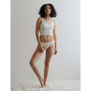silk cashmere cropped tank top in lacy pointelle, Knitwear Camisole, Sheer Lingerie, Ready to Ship, Various Sizes- Ivory