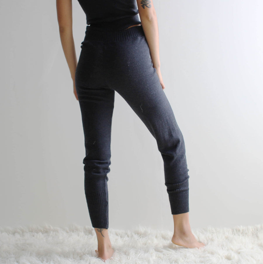 Merino Wool Sweater Joggers, 100% Wool, Womens Sweater Knit Lounge Pants, Ready to Ship, Various Sizes, Charcoal