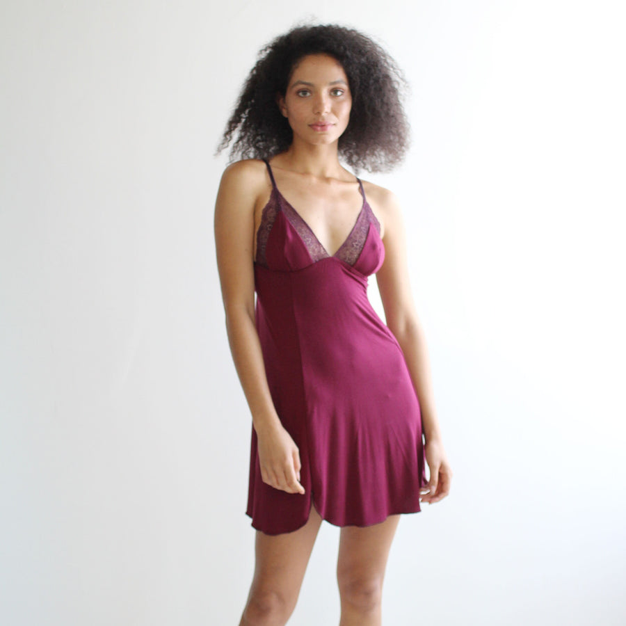 womens sleep chemise in bamboo with lace trim - NOUVEAU womens bamboo sleepwear range - made to order