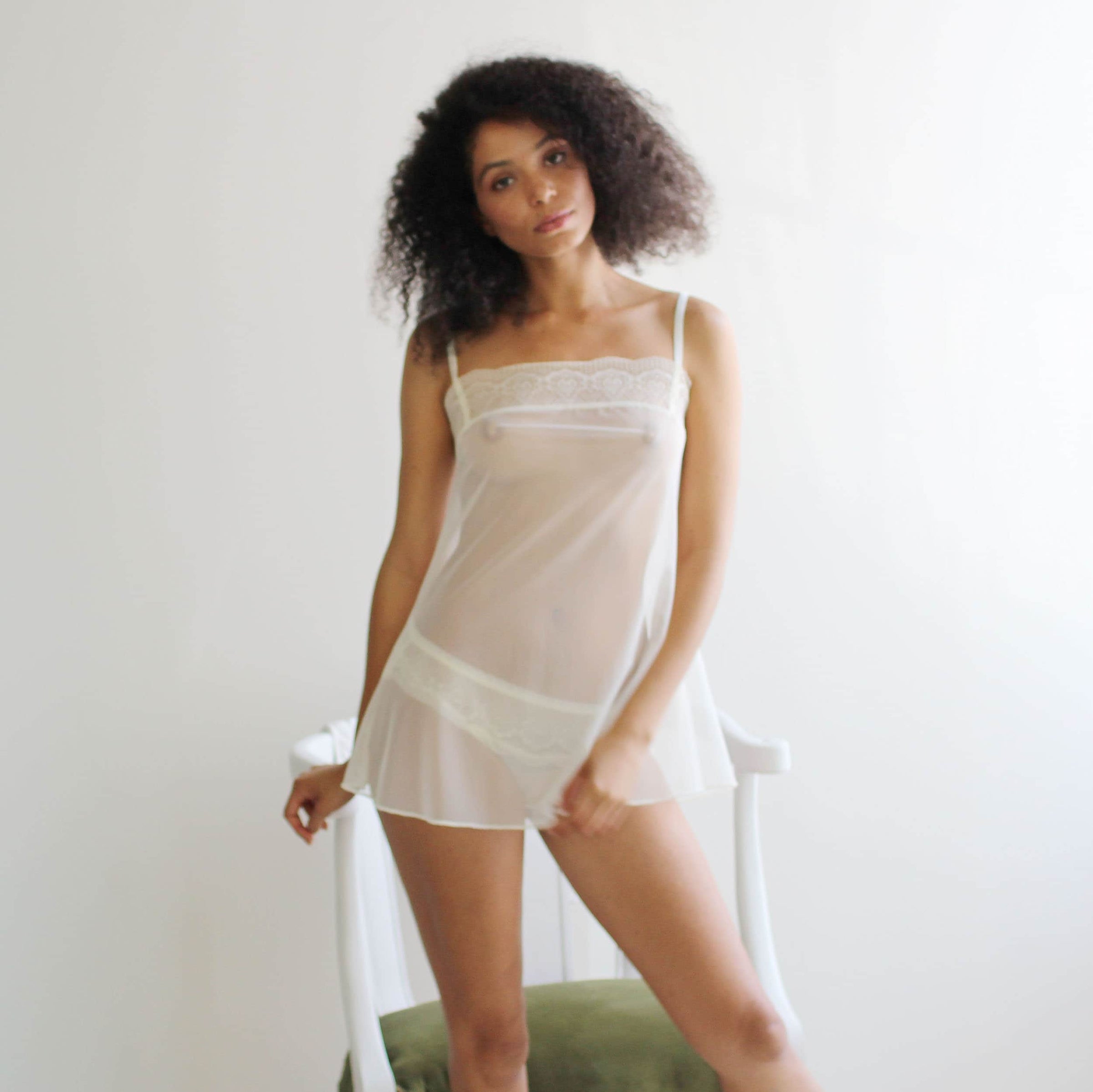 Sheer Mesh panty with soft ruffle detail – Sandmaiden Sleepwear