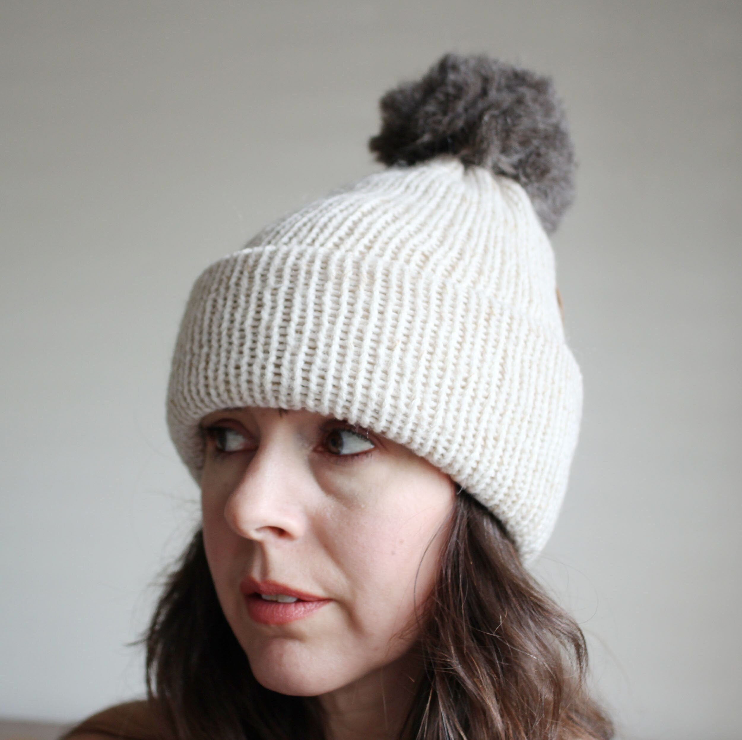 Merino Wool Hat with Pom Pom
