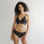 Lace Bralette, Mesh Lingerie, Sheer Bra, Handmade in the USA, Ready to Ship, Various Sizes, Black and Lavender