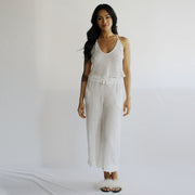 Linen Pajama Set including Bias Camisole and Cropped Pants with Pockets, Linen Sleepwear, Ready to Ship, Various Sizes, White