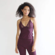 Bamboo Knit Camisole with Lace Trimmed cups, Lingerie Camisole, Lace Sleepwear, Natural Pajamas - made to order