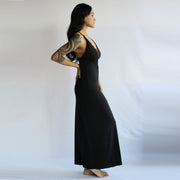 Long Bamboo Nightgown with plunging lace neckline