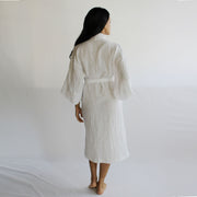 Linen Kimono Robe with Pockets, Womens Linen Pajamas, Midi Robe, Made To Order, Made in the USA