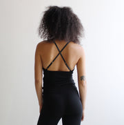 Organic Cotton Camisole with Lace Trim, Women Lingerie, Organic Pajamas, Black Tank Top, Organic Underwear, Made to Order, Made in the USA