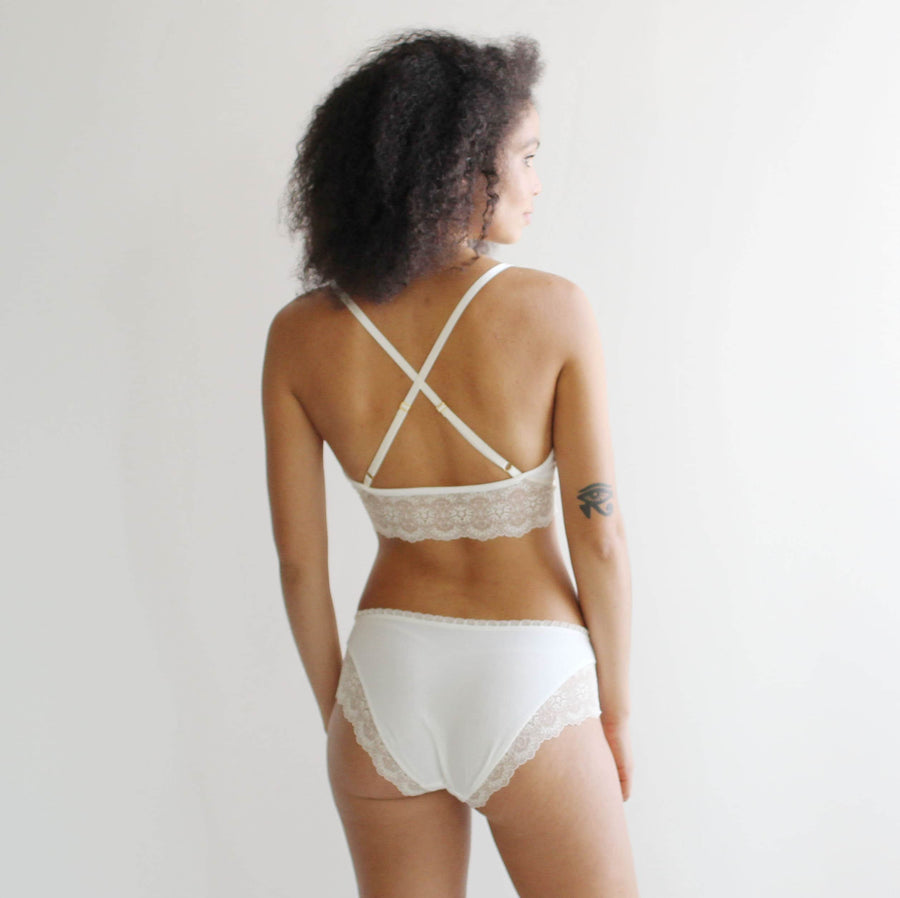 Grey Organic Cotton High Waist Knickers Organic Lingerie, Strappy