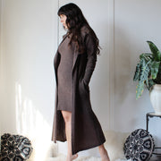 Long Wool Cardigan with Pockets and a Hood, 100% Merino Wool, Made in the USA, Handmade, Made to Order